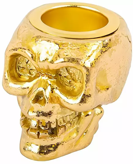 Świecznik w kształcie czaszki ze złotej żywicy 4 x 4 cm