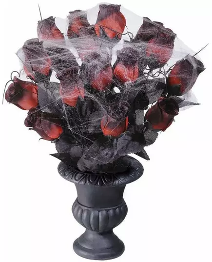 35 cm Pajęczyna Czerwona Róża Bukiet Halloween
