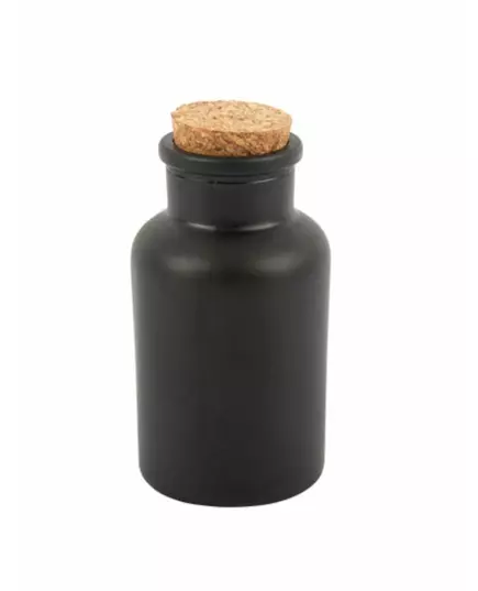 Matowa czarna butelka apteczna z korkiem 11 cm 125 ml