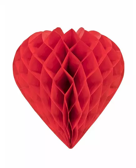 Serce z papieru w kształcie plastra miodu, czerwone, 30 cm