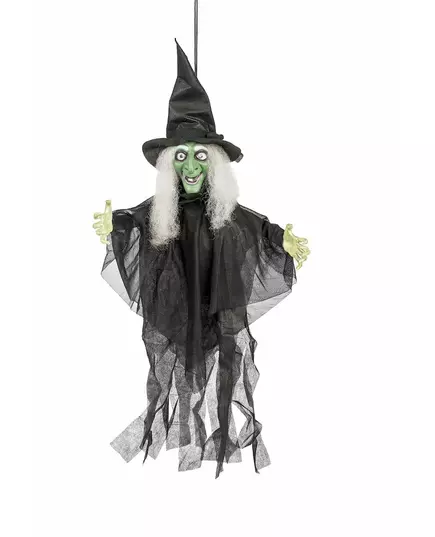 Halloween rozświetla się i mówi animowana dekoracja wiedźmy