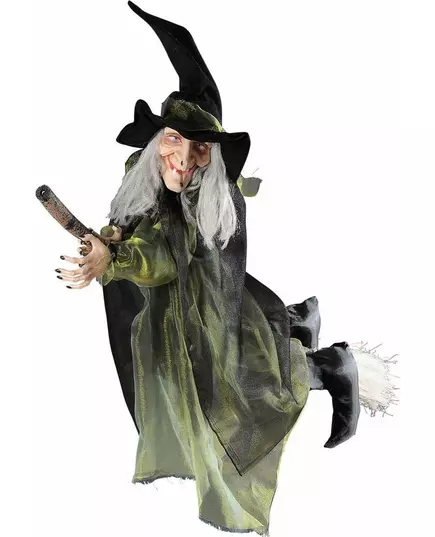 Latająca wiedźma ozdoba na miotle 100 cm halloween
