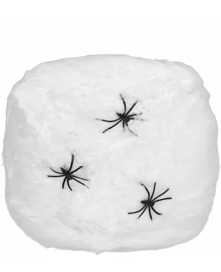 Biała Pajęczyna Dekoracja z Pająkami 20g Halloween