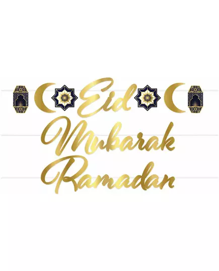 Złota tekturowa girlanda Eid Mubarak, 182 cm