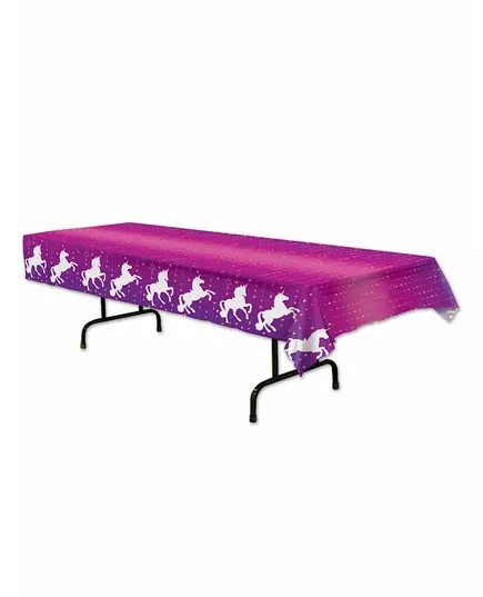 Fioletowy plastikowy obrus z jednorożcem 137 x 274 cm