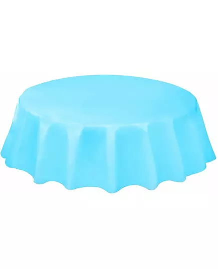 Okrągły obrus plastikowy w kolorze pastelowo-niebieskim, 214 cm