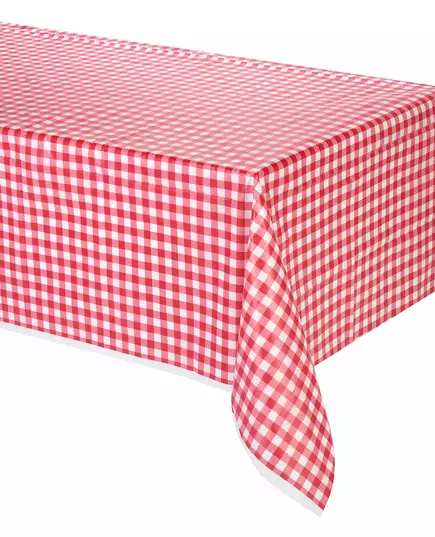 Obrus plastikowy w kratkę czerwony 137 x 274 cm