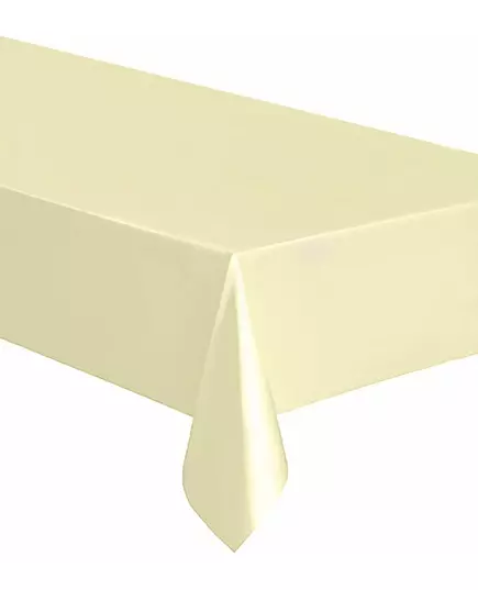 Prostokątny obrus plastikowy w kolorze kości słoniowej, 137 x 274 cm