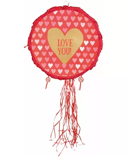 Serce Piñata Kocham Cię czerwone i złote 40 cm