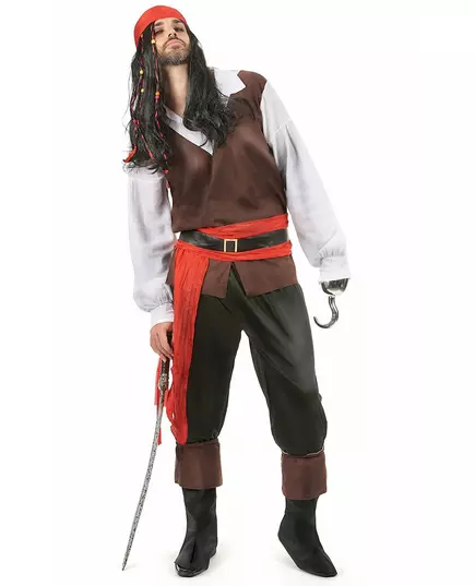 Kostium pirata w czarnych spodniach męski, Rozmiar: Medium/Large