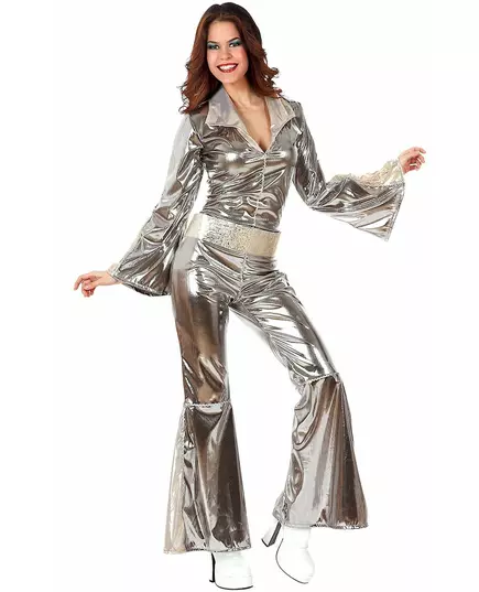 Srebrny kostium disco damski, Rozmiar: X-Small/Small