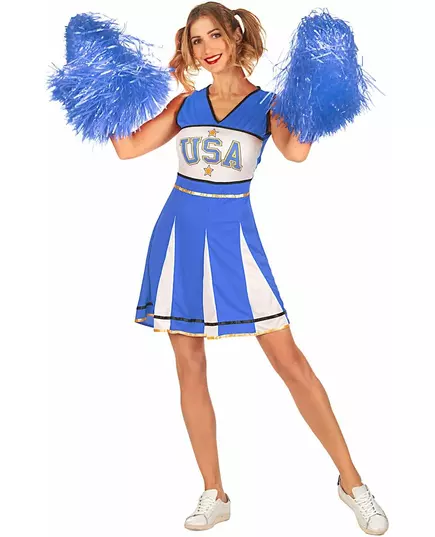 Niebieski kostium cheerleaderki USA dla kobiet, Rozmiar: Large