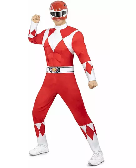 Kostium czerwonego Power Rangera™ dla dorosłych, Rozmiar: Large