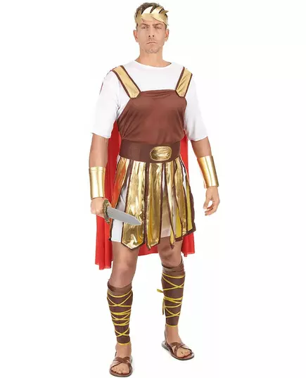 Kostium rzymskiego gladiatora z czerwoną peleryną dla mężczyzn