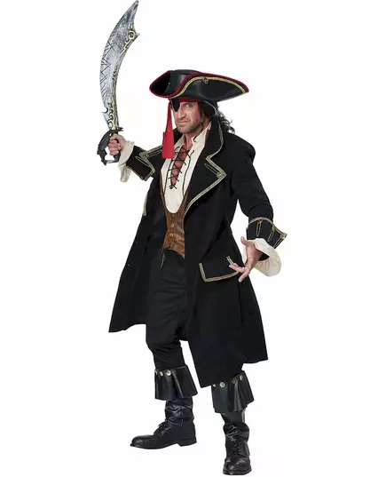 Kostium czarny kapitan piratów deluxe dla mężczyzn, Rozmiar: Large
