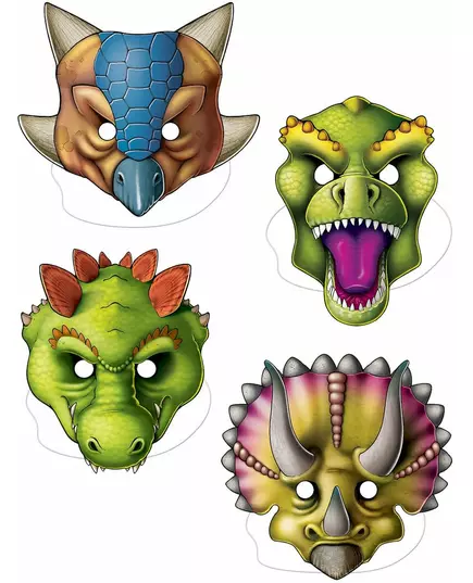 4 kartonowe maski dinozaurów
