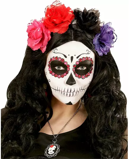 40 Dia de los muertos dorosłe różowe i czerwone cyrkonie