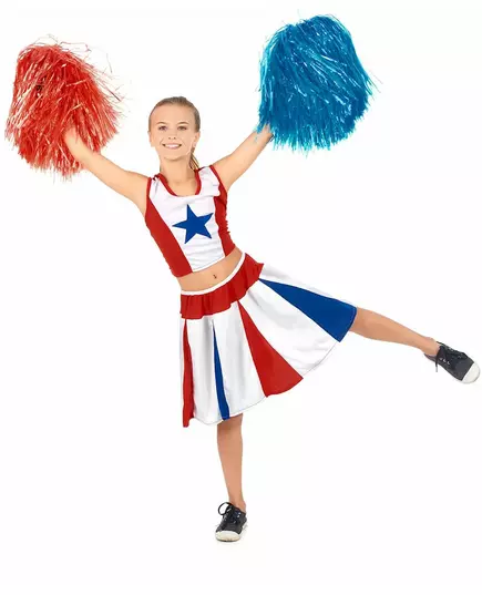Kostium cheerleaderka gwiazda dla dziewczynki, Rozmiar: 5-7 lat (128 cm)