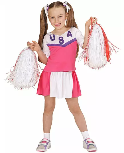 Różowy i biały kostium cheerleaderki dla dziewczynki, Rozmiar: 4-5 lat (116 cm)