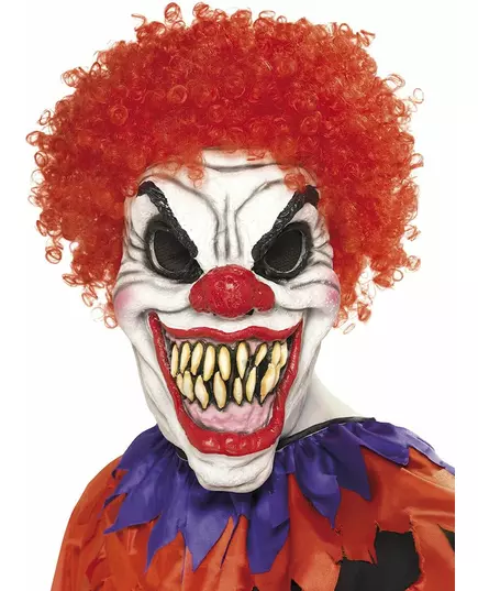Halloweenowa przerażająca maska klauna z czerwonymi włosami