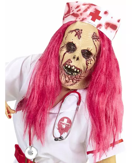 Pełnotwarzowa maska zombie pielęgniarki