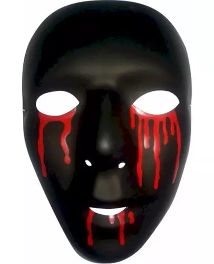 Czarna maska ze łzami krwi Człowiek Halloween
