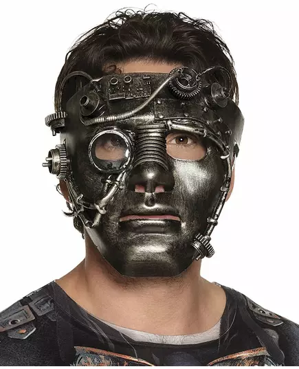 Steampunkowa chromowana maska na twarz dla dorosłych