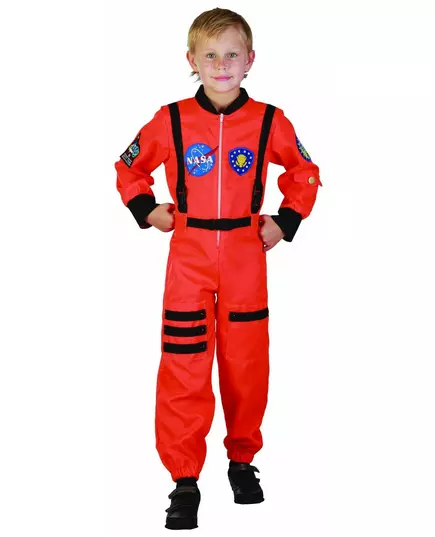 Kostium pomarańczowy astronauta dla chłopca, Rozmiar: 10-12 lat (130-140 cm)