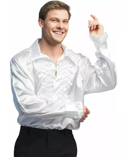Męska biała koszula disco, Rozmiar: Medium (50/52)