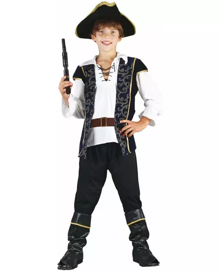 Niebiesko-biały kostium pirata dla chłopca, Rozmiar: 10-12 lat (130-140 cm)