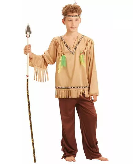 Kostium indyjski z frędzlami i dekoltem w serek dla chłopców, Rozmiar: 13-14 lat (140-152 cm)