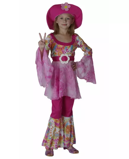 Różowy kostium hippie dla dziewczynek, Rozmiar: 10-12 lat(130-140 cm)