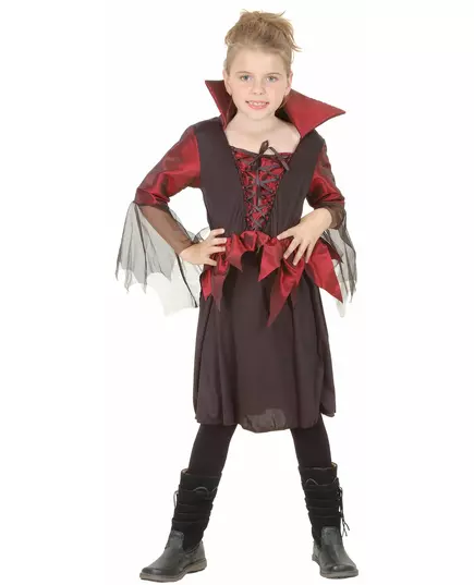 Halloweenowa dziewczyna satynowy kostium wampira, Rozmiar: 10-12 lat(130-140 cm)