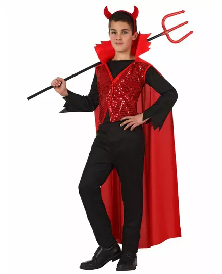 Kostium diabła z cekinami na Halloween, Rozmiar: 10-12 lat (145-160 cm)