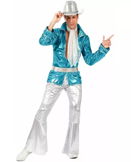 Niebieski kostium disco dla mężczyzn, Rozmiar: X-Small/Small