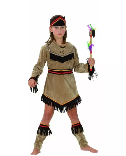 Brązowo-czarny kostium Indianki dla dziewczynki, Rozmiar: 7-9 lat (120-130 cm)
