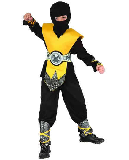 Żółty kostium ninja dla chłopców z napierśnikiem, Rozmiar: 7-9 lat(120-130 cm)