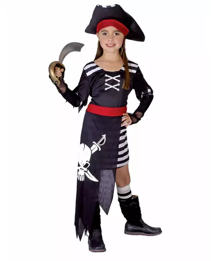 Kostium kapitan piratów dla dziewczynki, Rozmiar: 10-12 lat (130-140 cm)