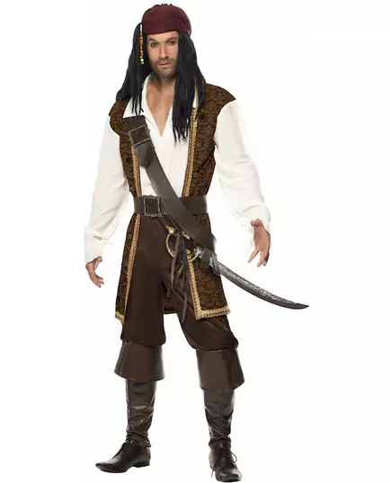 Męski brązowy kostium pirata, Rozmiar: Large