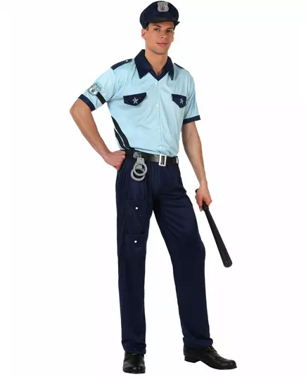Męskie niebieskie spodnie do kostiumu policjanta, Rozmiar: Medium/Large