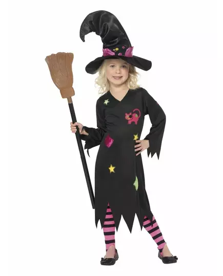 Kostium kot-czarownica na Halloween dla dziewczynek, Rozmiar: 4-6 lat(115/128 cm)