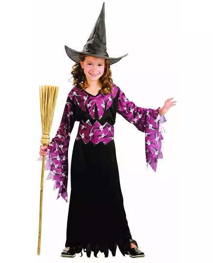 Kostium czarownicy na Halloween z kapeluszem, Rozmiar: 10-12 lat (130-140 cm)