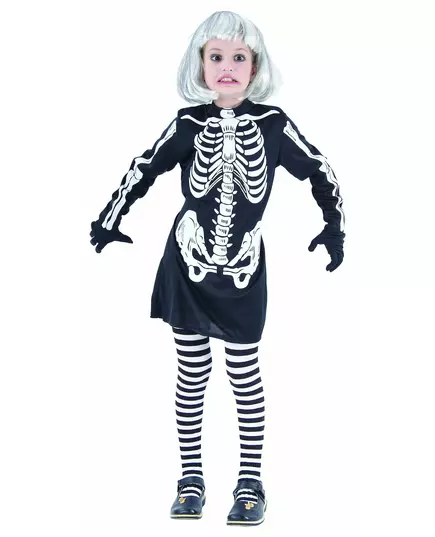 Kostium szkieletowej dziewczyny na Halloween, Rozmiar: 7-9 lat (120-130 cm)