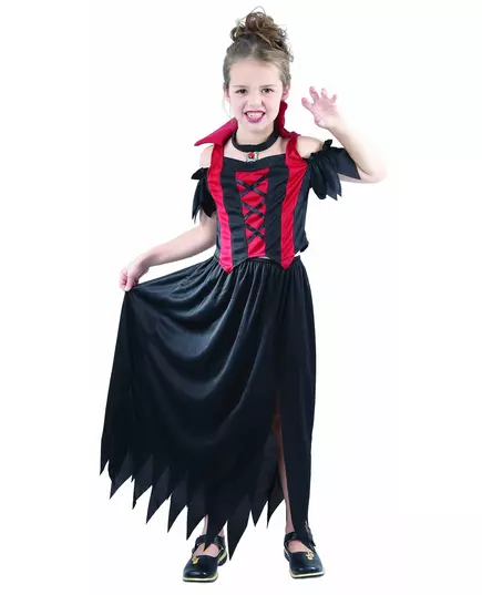 Kostium czerwony wampir dla dziewczynki Halloween, Rozmiar: 10-12 lat (130-140 cm)