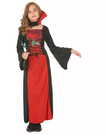 Kostium długi wampir dla dziewczynki na Halloween, Rozmiar: 10-12 lat (130-140 cm)