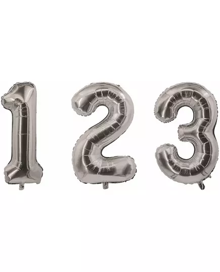 Balon foliowy srebrny numer 85 cm, Rozmiar: 8