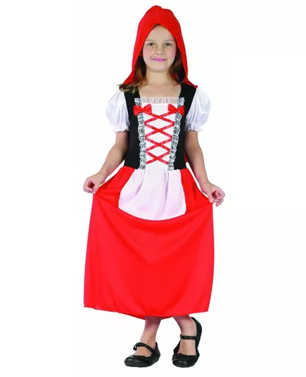 Kostium długi czerwony kapturek dla dziewczynki, Rozmiar: 7-9 lat (120-130 cm)