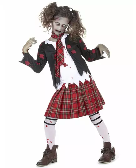 Kostium zombie uczennicy dla dziewczynek na Halloween, Rozmiar: 10-12 lat (L)