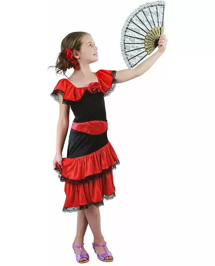Kostium flamenco dla dziewczynki, Rozmiar: 7-9 lat (120-130 cm)