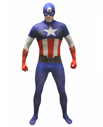 Klasyczny strój Morphsuit dla dorosłych Captain America, Rozmiar: X-Large (maksymalnie 190 cm)